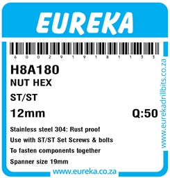 H8A180 - Hex Nut ST/ST -H8A180_Label_T
